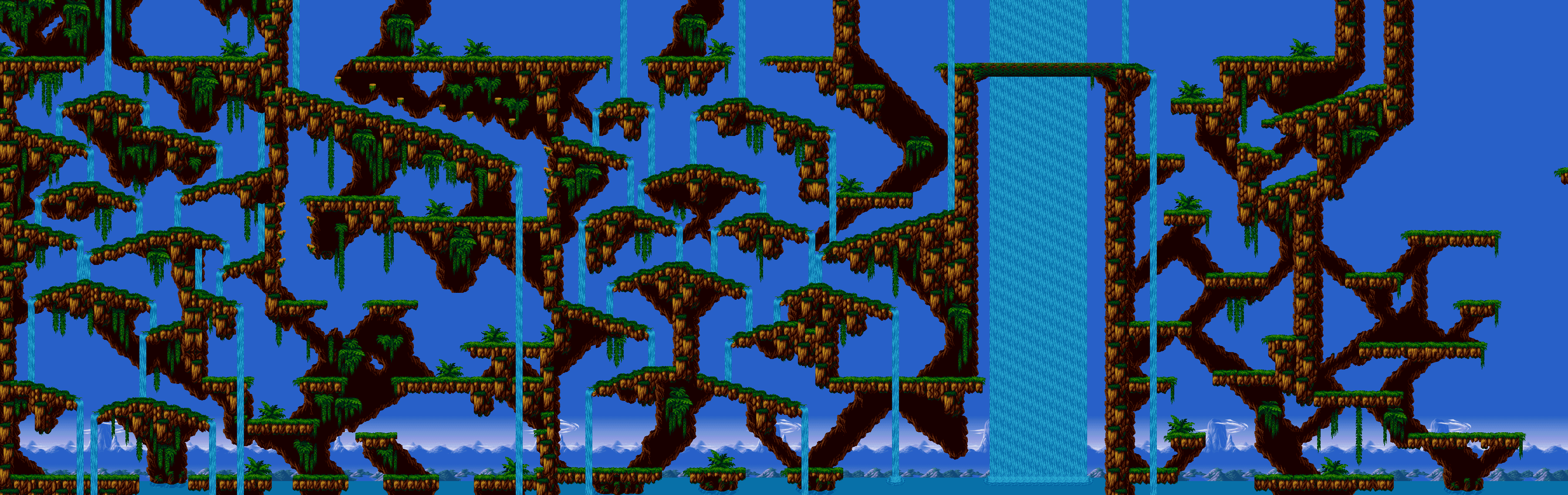 The full Hakuna Matata map: layers of jungle platforms around a tall waterfall